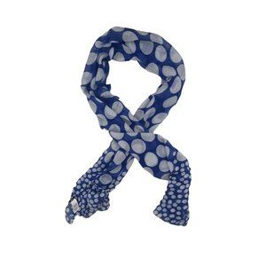 GUESS Blue Polka Dot Polyester Scarf 74"/ 20” EC